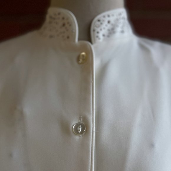 Sea Suns Collared Button Up Jacket Top Tank Set White Beaded vgt 2 pc SMALL - Picture 11 of 14
